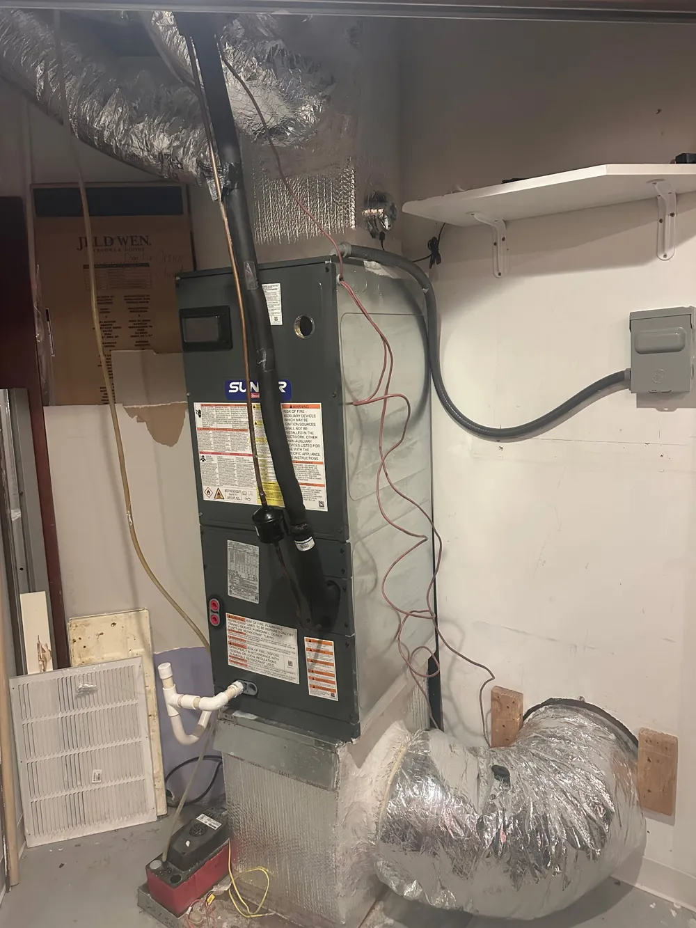 New air handler installed in the same closet after replacement